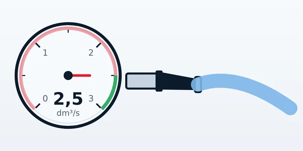 Wskaźnik wydajności 2,5 dm³/s i prądownica ze strumieniem wody dla hydrantu 52 i zaworu hydrantowego 52